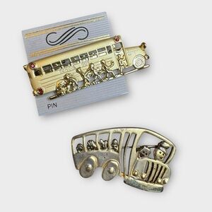 Set of 2 School Bus Brooches